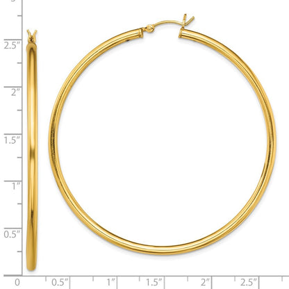 Sterling Silver Gold-Tone Polished 2.5x60mm Hoop Earrings