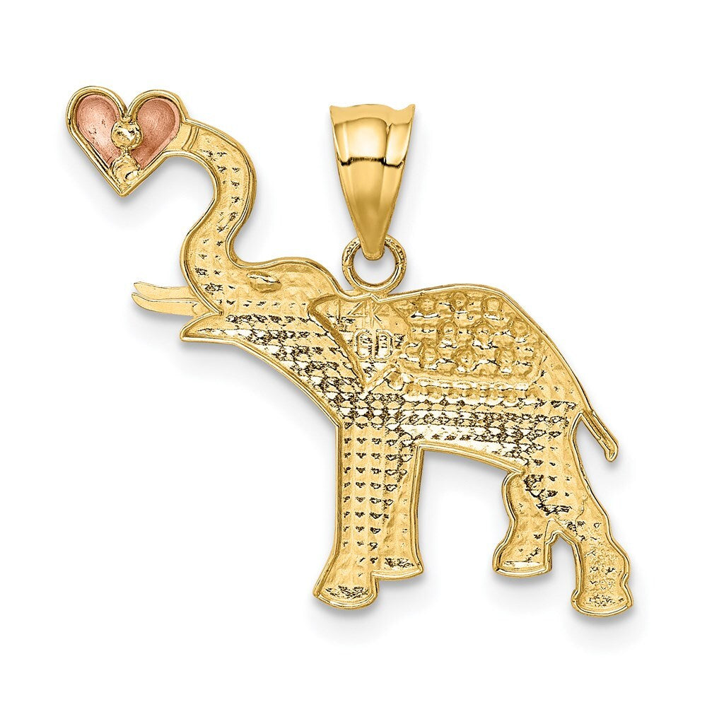 14k Two-tone Gold White Rhodium Elephant Heart Pendant for Women