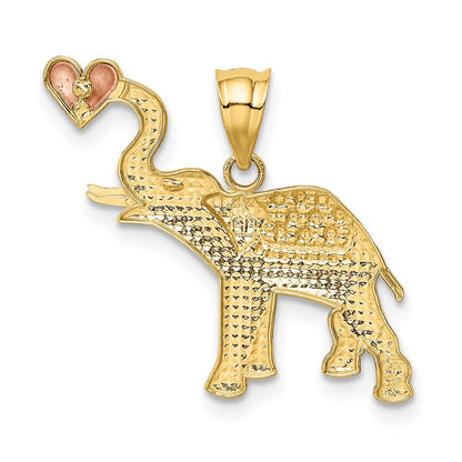 14k Two-tone Gold White Rhodium Elephant Heart Pendant for Women