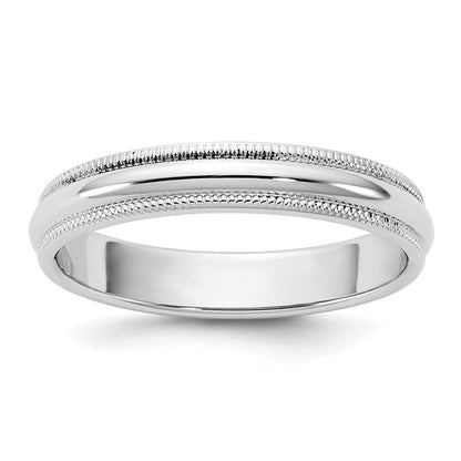 14k White Gold 3.5mm Milgrain Half Round Band Size 10