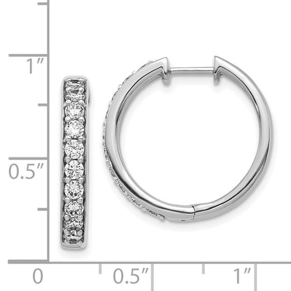 14k White Gold Diamond Hinged Hoop Earrings