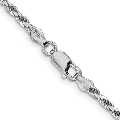 Sterling Silver Rhodium-plated 2.5mm Diamond-cut Rope Chain Necklace