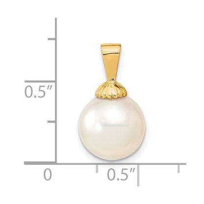 14k Yellow Gold 10-11mm White Round South Sea Saltwater Cultured Pearl Pendant