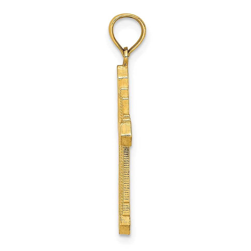 14k Yellow Gold Solid Beaded Cross Charm