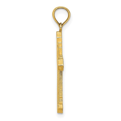 14k Yellow Gold Solid Beaded Cross Charm