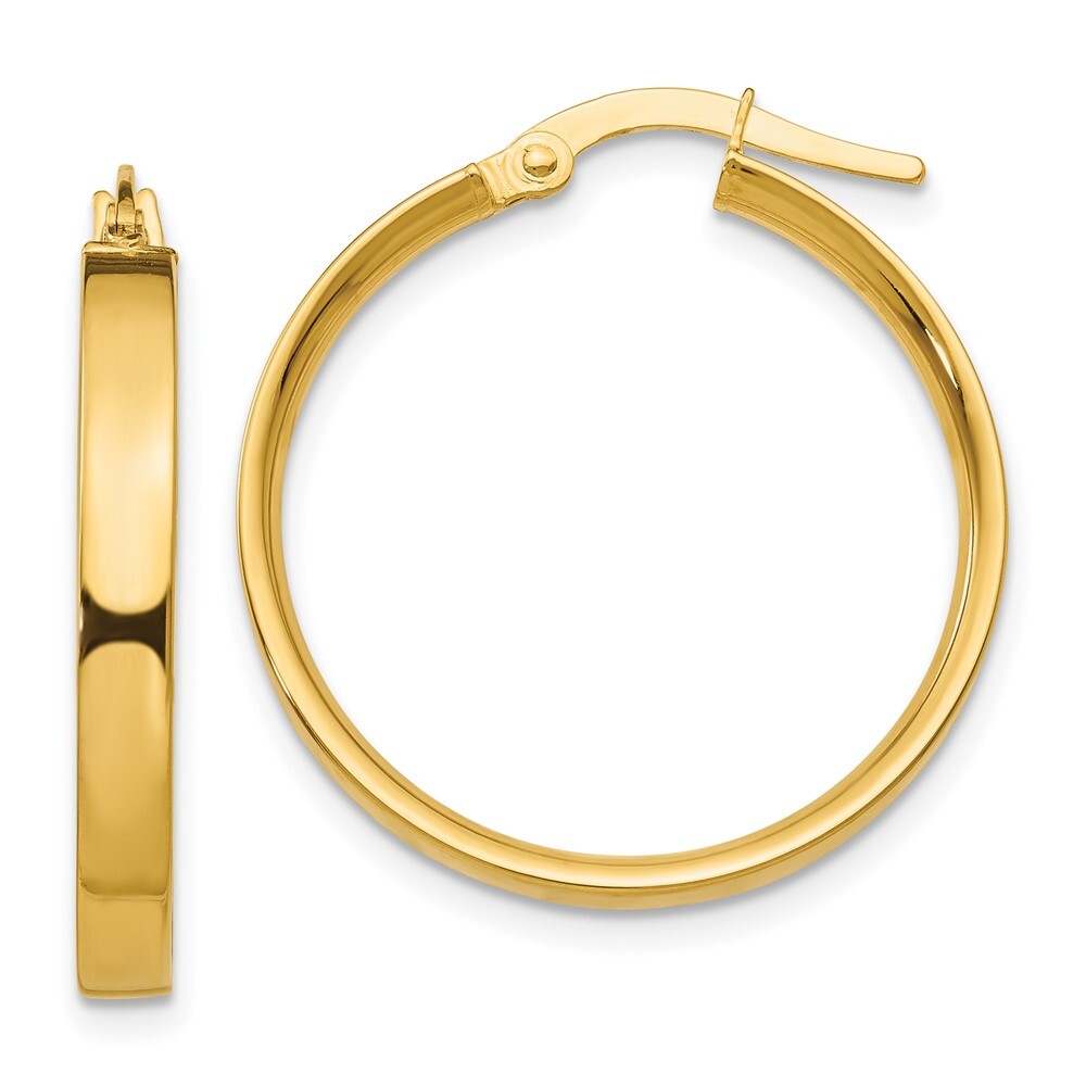 14k Yellow Gold 3mm Medium Hoop Earrings Gift for Women