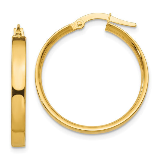 14k Yellow Gold 3mm Medium Hoop Earrings Gift for Women