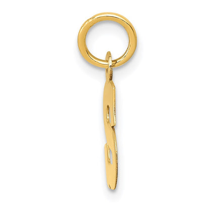 14k Yellow Gold Small Block Letter S Initial Charm Pendant for Women