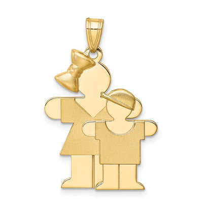 14k Yellow Gold Big Girl and Little Boy Engravable Charm