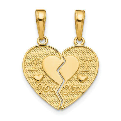 14k Yellow Gold I LOVE YOU 2-Piece Break-Apart Heart Charm