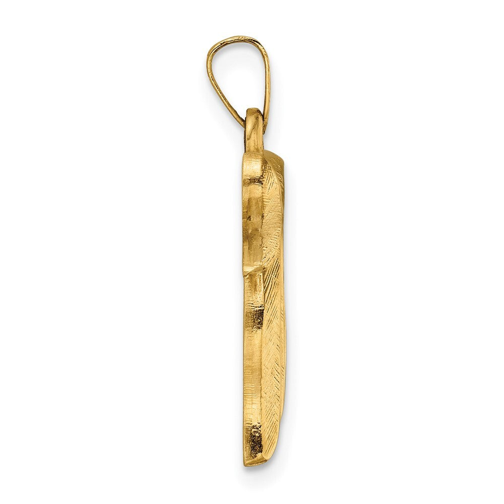 14k Yellow Gold Brushed Solid Chai Symbol Pendant for Women