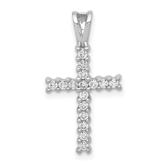 14k White Gold 1/4ct. Diamond Latin Cross Pendant for Women