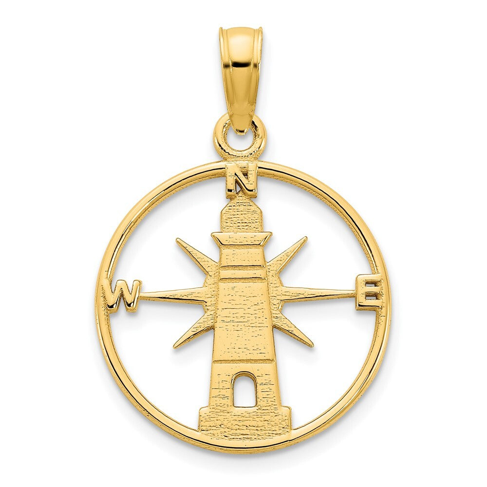 14k Yellow Gold Lighthouse Charm Pendant for Women