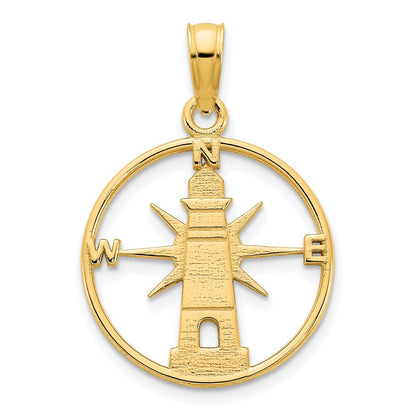 14k Yellow Gold Lighthouse Charm Pendant for Women