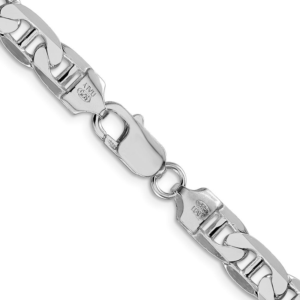 Sterling Silver Rhodium-plated 7mm Flat Anchor Chain Necklace