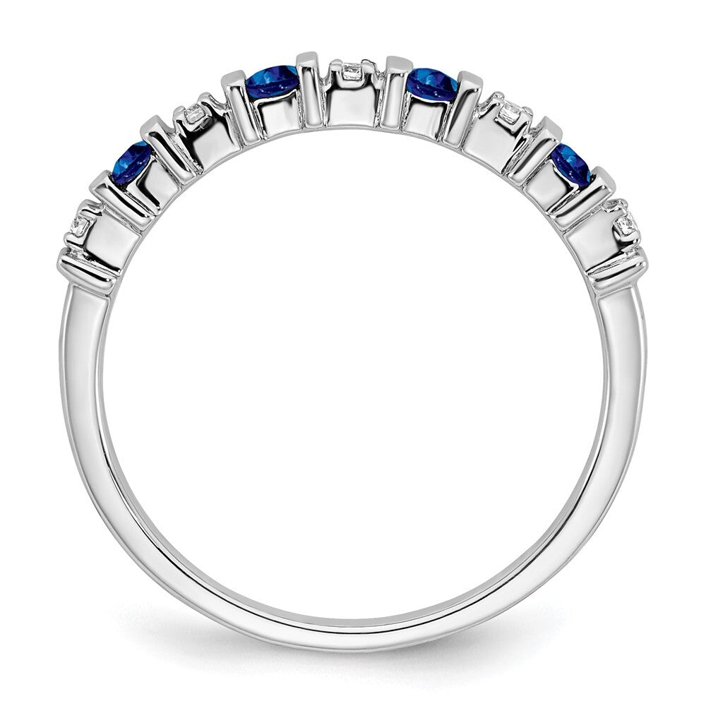 14k White Gold Sapphire and Diamond Band Size 7