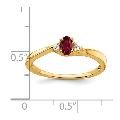 14K Yellow Gold Created Ruby and Diamond Ring Size 7
