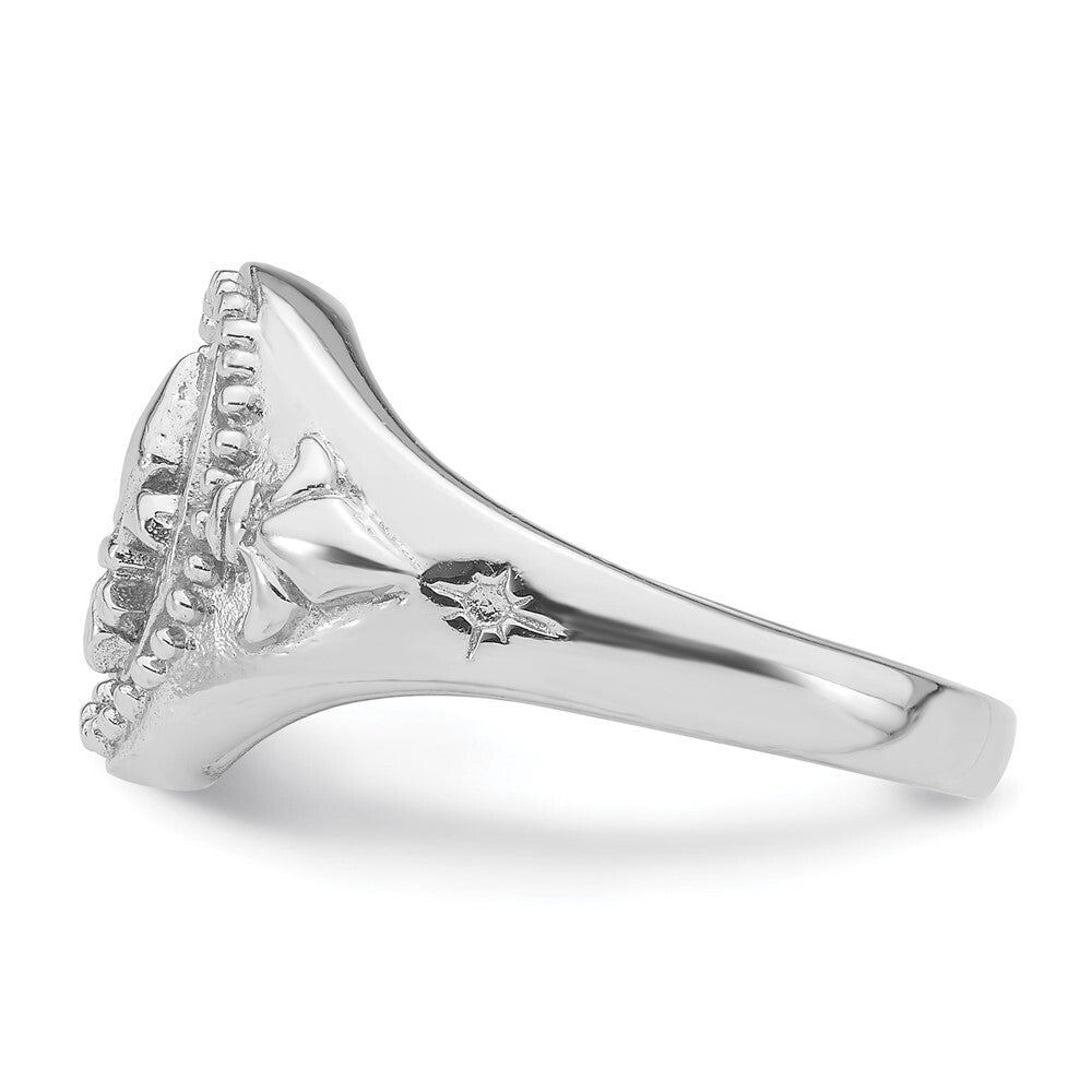 Sterling Silver Rhodium-plated Fleur de Lis Ring Size 11