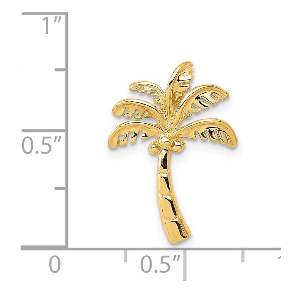 14k Yellow Gold Palm Tree Slide Pendant for Women