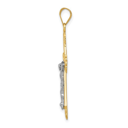 14k Two-tone Gold Diamond-cut Crucifix Pendant for Women