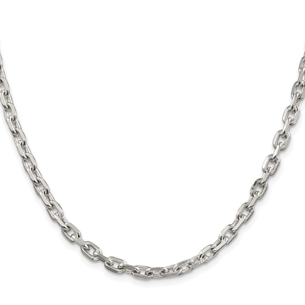Sterling Silver Rhodium-plated 4.9mm Beveled Oval Cable Chain Necklace