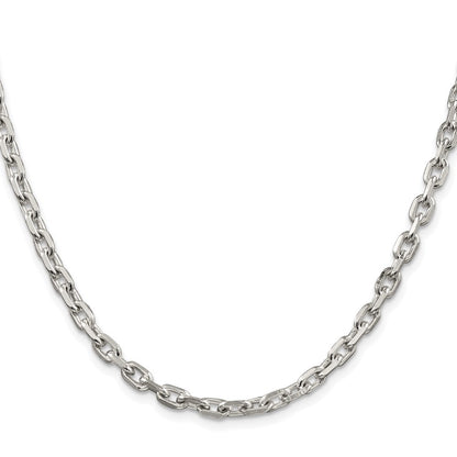Sterling Silver Rhodium-plated 4.9mm Beveled Oval Cable Chain Necklace