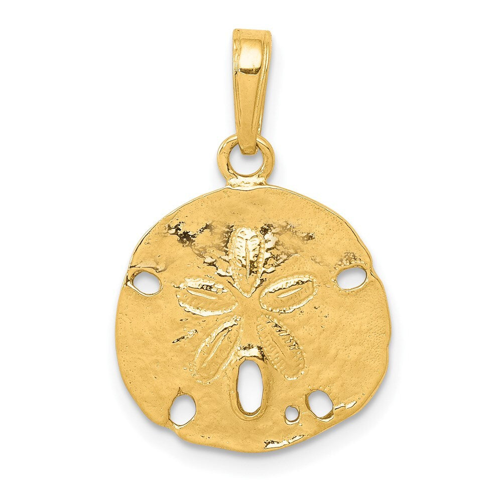 14k Yellow Gold Polished Sand Dollar Pendant for Women