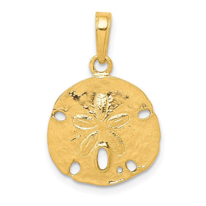 14k Yellow Gold Polished Sand Dollar Pendant for Women
