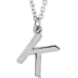 14k White Gold Initial K Dangle 18" Necklace Gift for Women