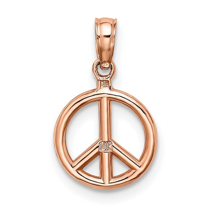 14k Rose Gold 3-D Peace Symbol Charm Pendant for Women
