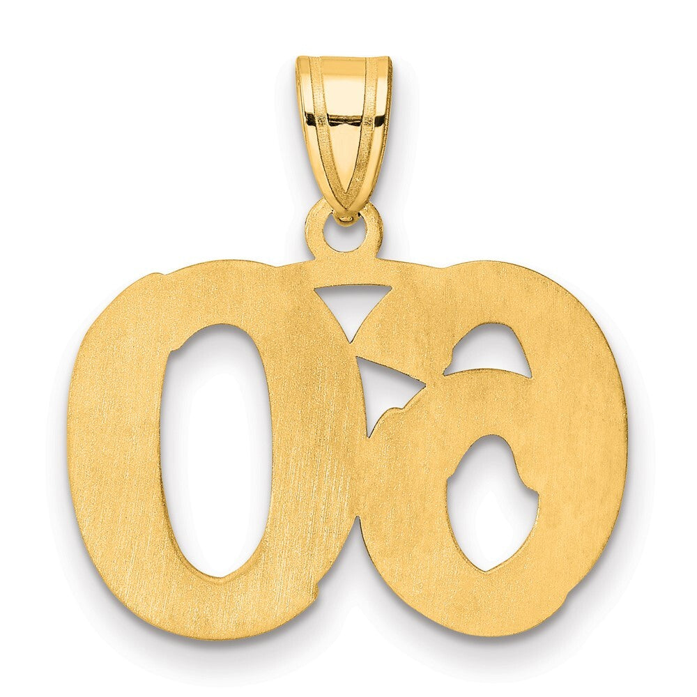 14k Yellow Gold Polished Etched Number 60 Pendant for Women