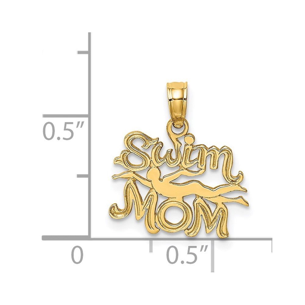 14k Yellow Gold SWIM MOM w/Swimmer Charm