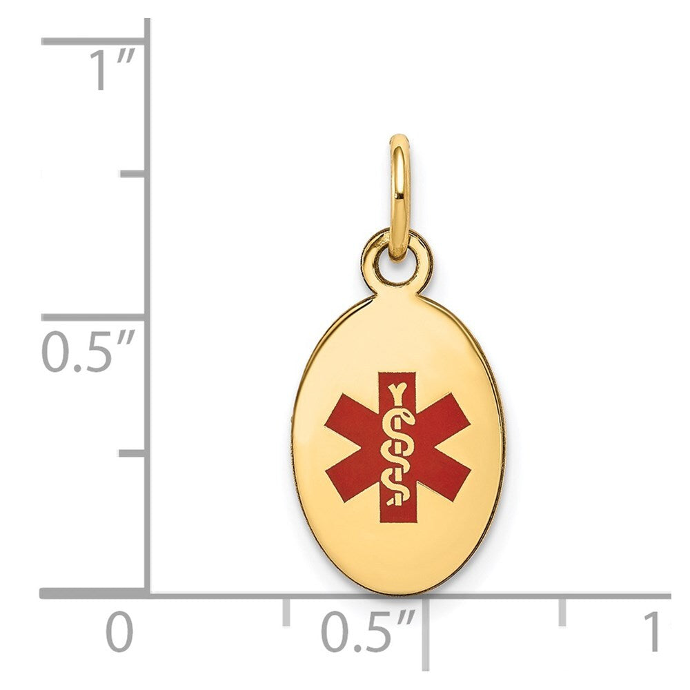14k Yellow Gold Polished Enamel Medical Jewelry Pendant for Women