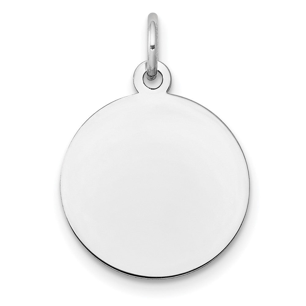 14k White Gold Plain .011 Gauge Round Engravable Disc Charm Pendant