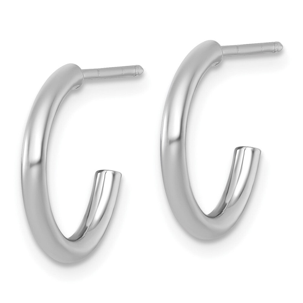 14k White Gold Polished 2.0 x 15mm Tube C-Hoop Earrings Gift for Women