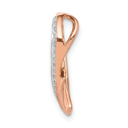 14k Rose Gold Diamond Awareness Chain Slide Pendant for Women