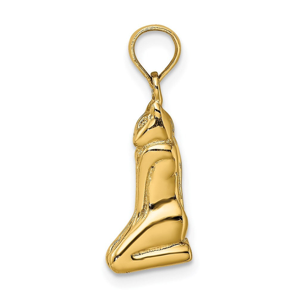14k Yellow Gold 3D Polished MARCO ISLAND Cat Charm Pendant for Women
