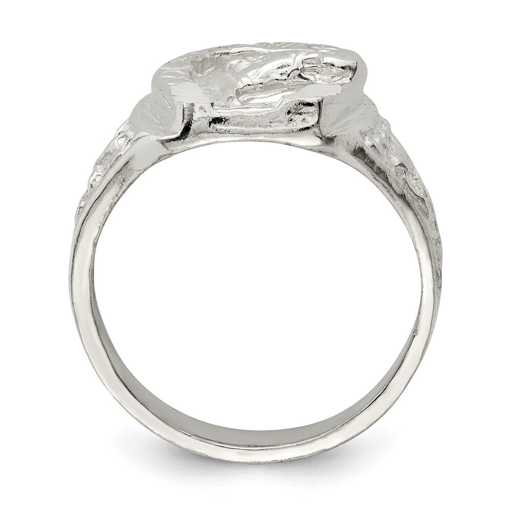 Sterling Silver Horseshoe with Horse Head Ring Size 11