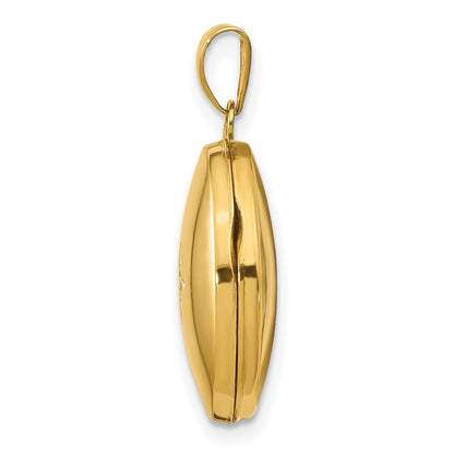 14k Yellow Gold Diamond Oval Locket Pendant for Women