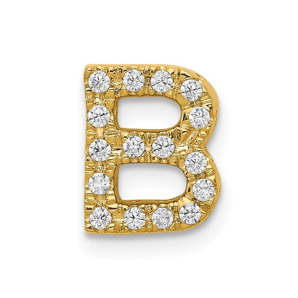 14k Yellow Gold Diamond Letter B Initial Charm Pendant