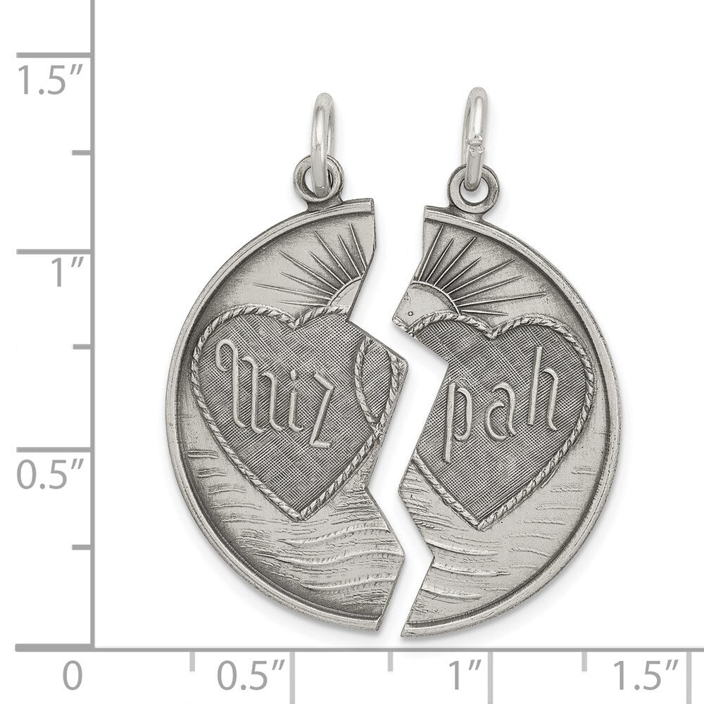 Sterling Silver Antiqued Mizpah Charm Holiday Gift for Women