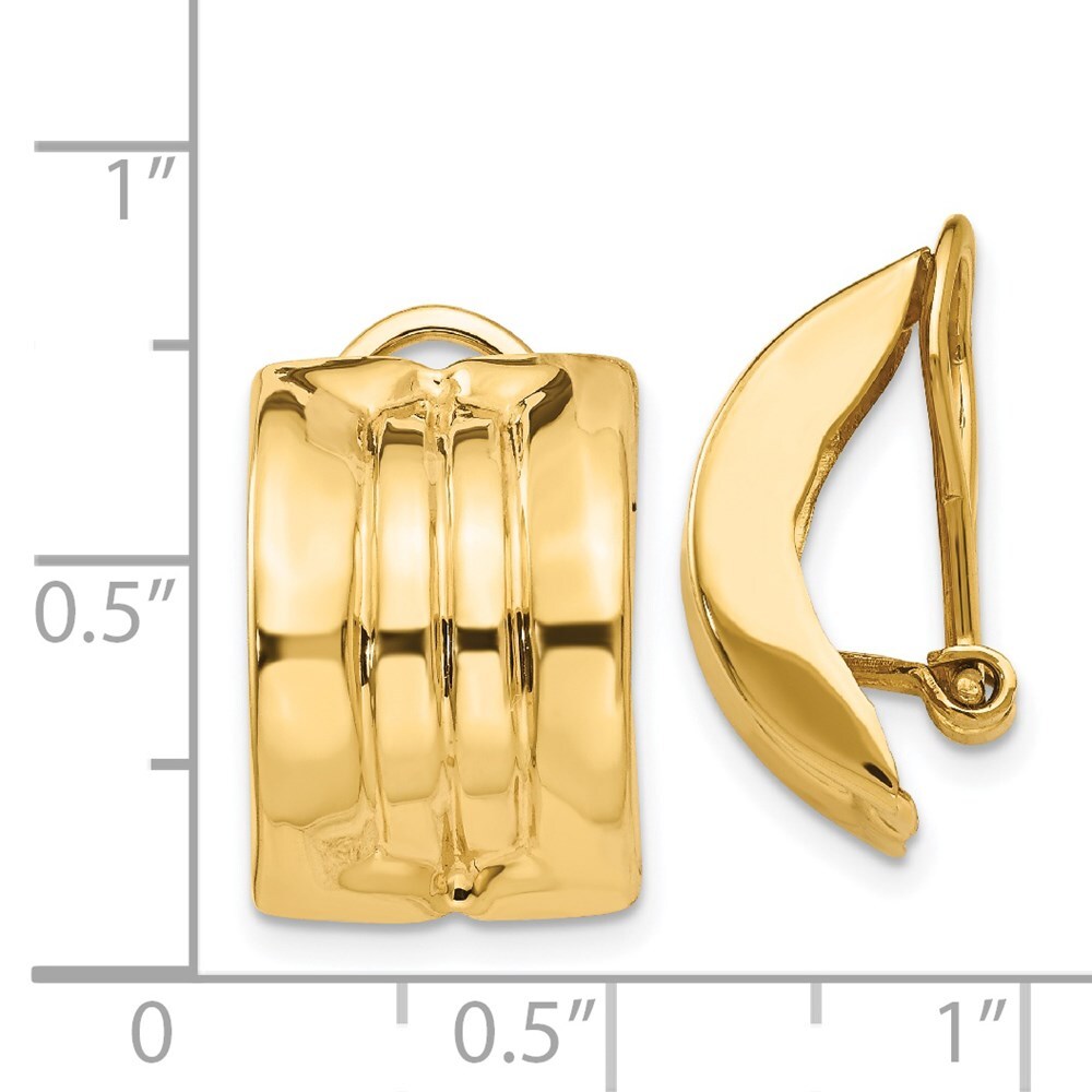14k Yellow Gold Omega Clip Non-pierced Hoop Earrings