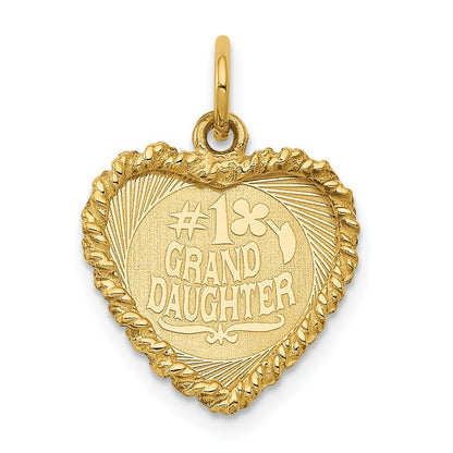 14k Yellow Gold #1 GRANDDAUGHTER Disc Charm Pendant for Women