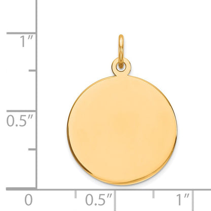 14k Yellow Gold Plain .027 Gauge Circular Engravable Disc Charm Pendant
