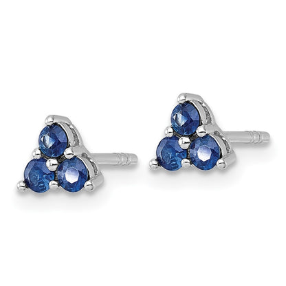 Sterling Silver Rhodium-plated Polished Three Round Sapphires Earrings