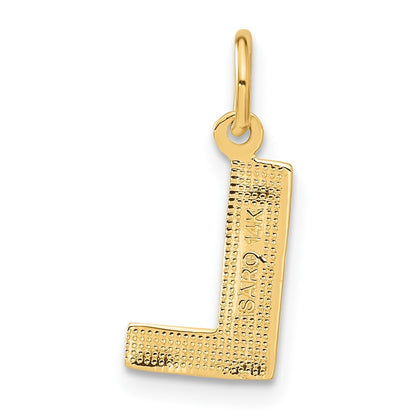 14k Yellow Gold Satin Diamond-cut Letter L Initial Charm Pendant for Women