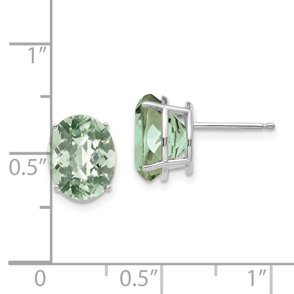 14kw 10x8 Oval Checker-Cut Green Quartz Stud Earrings