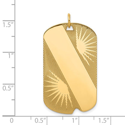 14k Yellow Gold Patterned .018 Gauge Engravable Dog Tag Disc Charm
