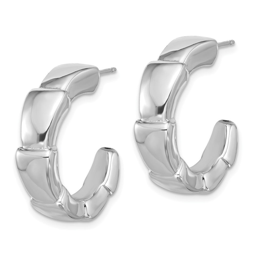 Sterling Silver Rhodium-plated Polished Hoop Earrings