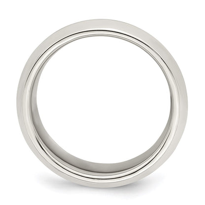Sterling Silver 8mm Beveled Edge Size 7 Band Ring